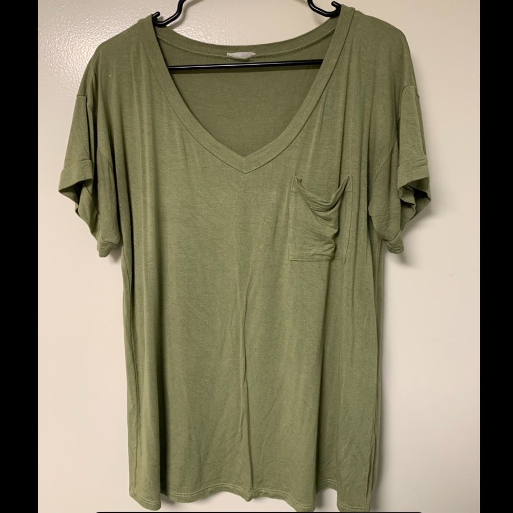 E. Luna (small town boutique) Olive V-Neck T-Shirt